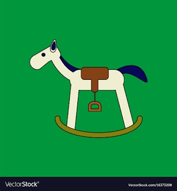 Flat icon design collection kids rocking horse vector image