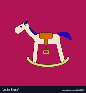 Flat icon design collection kids rocking horse vector image