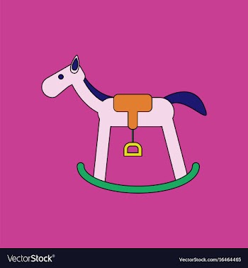 Flat icon design collection kids rocking horse vector image
