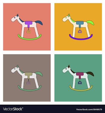 Flat icon design collection kids rocking horse vector image