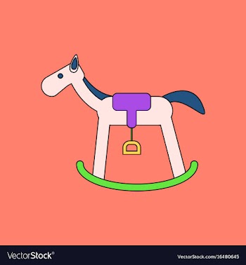 Flat icon design collection kids rocking horse vector image