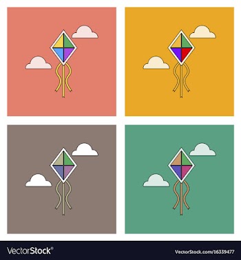 Flat icon design collection kids toy kite vector image
