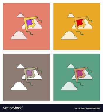 Flat icon design collection kids toy kite vector image