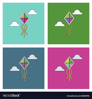 Flat icon design collection kids toy kite vector image