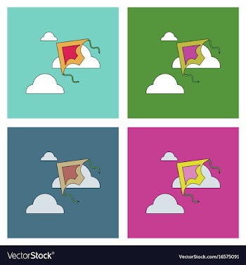 Flat icon design collection kids toy kite vector image
