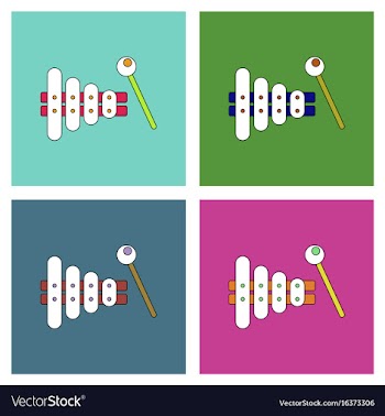 Flat icon design collection kids toy xylophone vector image