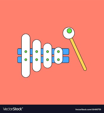 Flat icon design collection kids toy xylophone vector image