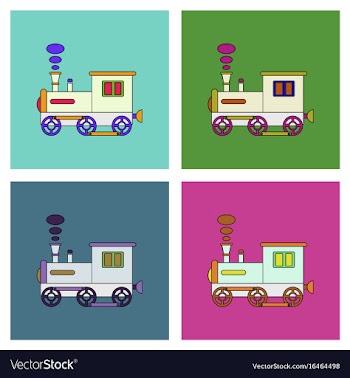 Flat icon design collection kids train vector image