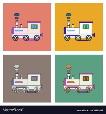 Flat icon design collection kids train vector image
