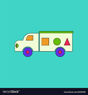 Flat icon design collection kids truck silhouette vector image