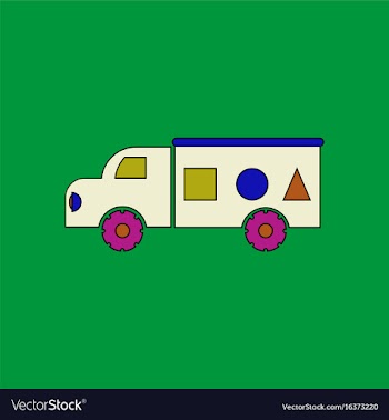 Flat icon design collection kids truck silhouette vector image