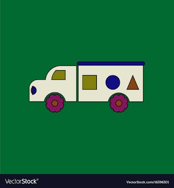 Flat icon design collection kids truck silhouette vector image