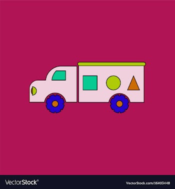 Flat icon design collection kids truck silhouette vector image