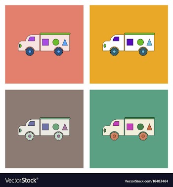 Flat icon design collection kids truck silhouette vector image