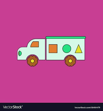 Flat icon design collection kids truck silhouette vector image