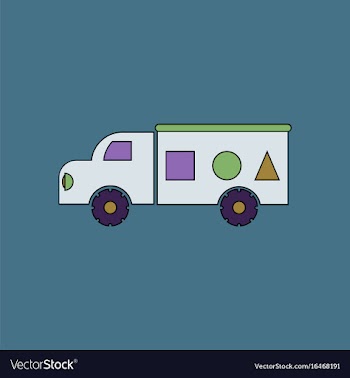 Flat icon design collection kids truck silhouette vector image