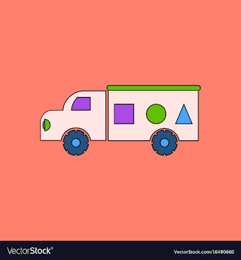 Flat icon design collection kids truck silhouette vector image