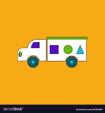 Flat icon design collection kids truck silhouette vector image