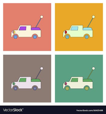 Flat icon design collection kids truck vector image