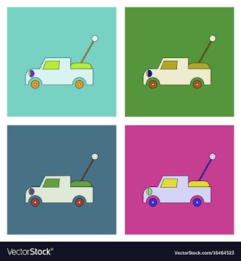 Flat icon design collection kids truck vector image
