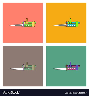 Flat icon design collection knife bayonet on rifle vector image