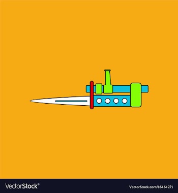 Flat icon design collection knife bayonet on rifle vector image
