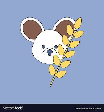 Flat icon design collection koala and plant vector image