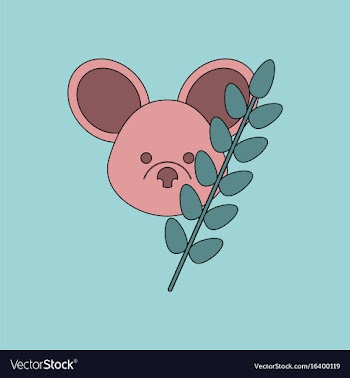 Flat icon design collection koala and plant vector image