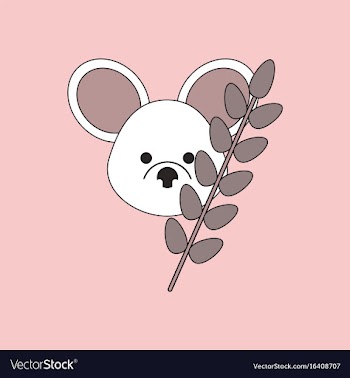 Flat icon design collection koala and plant vector image