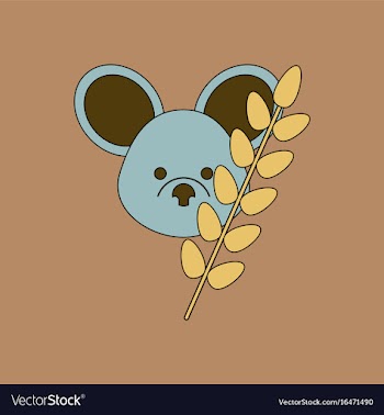 Flat icon design collection koala and plant vector image