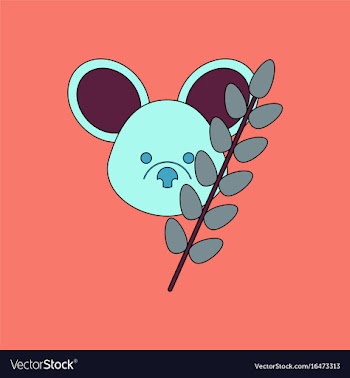 Flat icon design collection koala and plant vector image