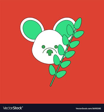 Flat icon design collection koala and plant vector image