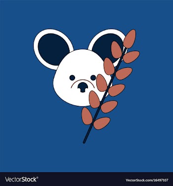 Flat icon design collection koala and plant vector image