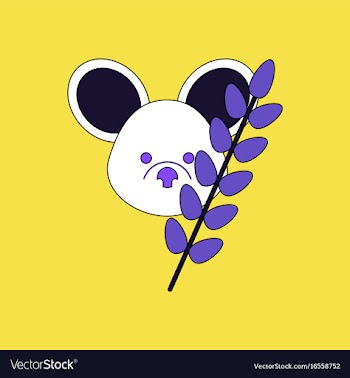 Flat icon design collection koala and plant vector image