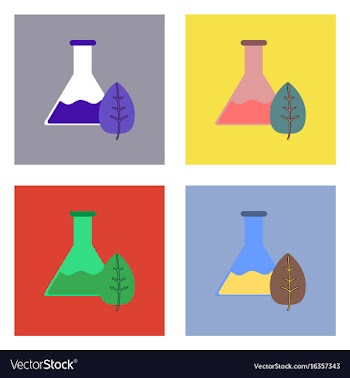 Flat icon design collection lab flask with leaf vector image