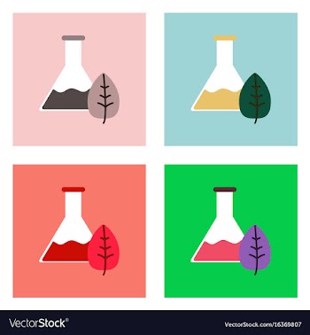 Flat icon design collection lab flask with leaf vector image