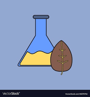 Flat icon design collection lab flask with leaf vector image