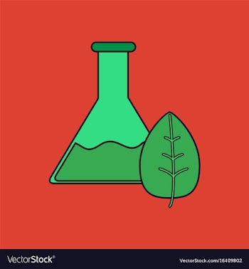 Flat icon design collection lab flask with leaf vector image