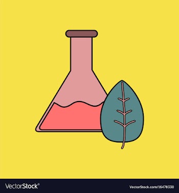 Flat icon design collection lab flask with leaf vector image