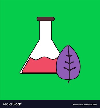 Flat icon design collection lab flask with leaf vector image