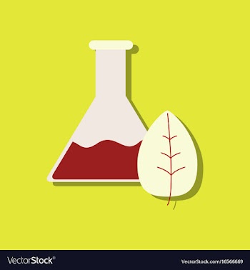 Flat icon design collection lab flask with leaf vector image