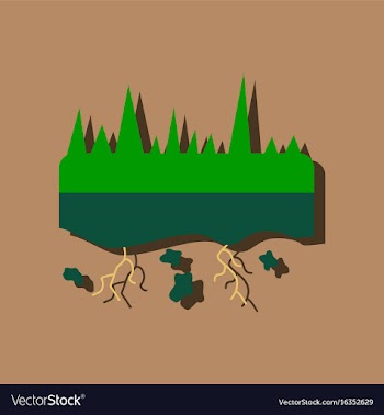 Flat icon design collection land roots in sticker vector image