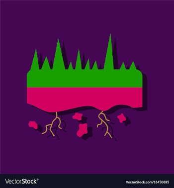 Flat icon design collection land roots in sticker vector image