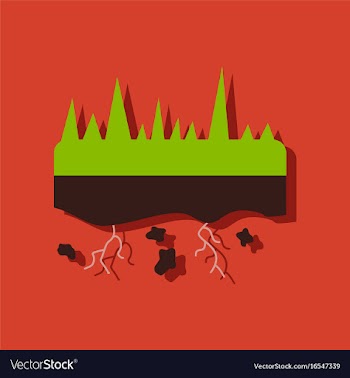 Flat icon design collection land roots in sticker vector image