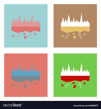 Flat icon design collection land roots vector image