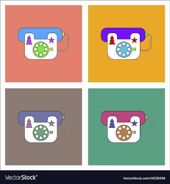 Flat icon design collection landline phone vector image