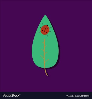 Flat icon design collection leaf and ladybug in vector image