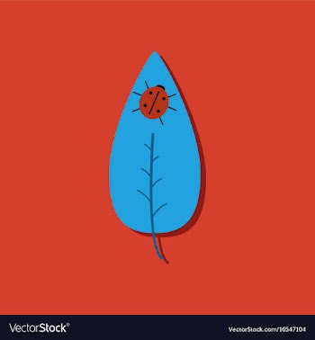 Flat icon design collection leaf and ladybug in vector image