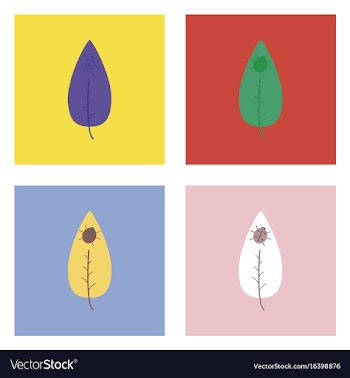 Flat icon design collection leaf and ladybug vector image