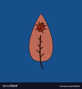 Flat icon design collection leaf and ladybug vector image
